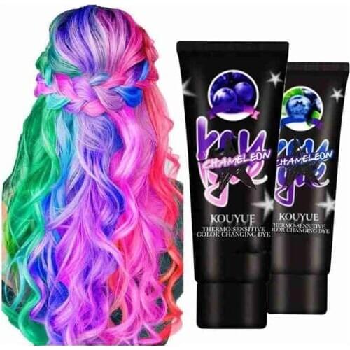 60ml Thermochromic Color Change Hair Dye Semi Permanent Paint Magical Grey Purple Green Blue Hair Color Dye Cream For Hair Style