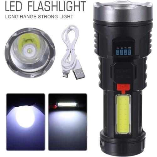 Ultra Bright LED Flashlight Torch Outdoor Rechargeable Flashlight Convenient Four Lighting Modes Hand Lamp Powerful For Camping