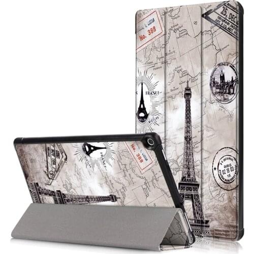 2018 For Amazon Kindle Fire HD10 2017 Ultra Thin Tri-Folding PU Leather Smart Cover for Amazon Fire HD 10 2017 10.1" tablet Case