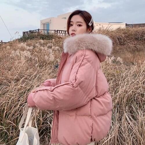 2021 Winter warm thick cotton jacket women Korean vintage casual fur collar long-sleeved hoodie chic Harajuku Oversize outerwear