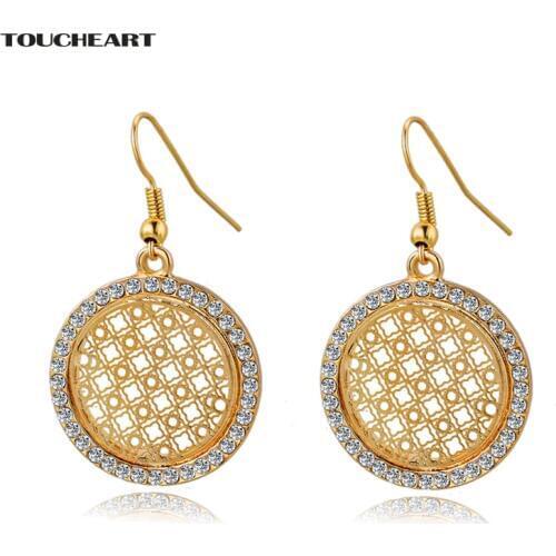 TOUCHEART Cubic Zirconia Crystal Round Earrings With Stones For Women Big Silver color Indian Earrings Fashion Jewelry SER150015