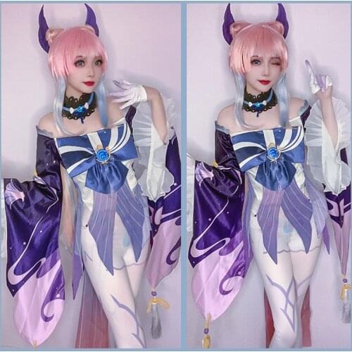 Game Genshin Impact Kokomi Cosplay Costume Women Cute Dress Halloween Carnival Uniforms Custom Made