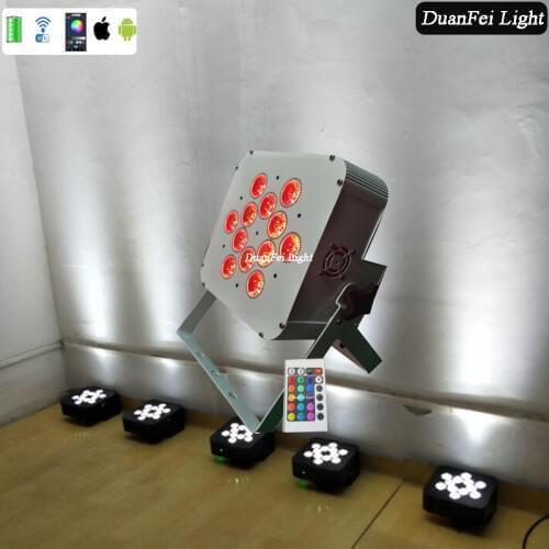 10pcs/lot battery powered 12x18w wireless dmx led lights rgbwa uv par led slim flat par
