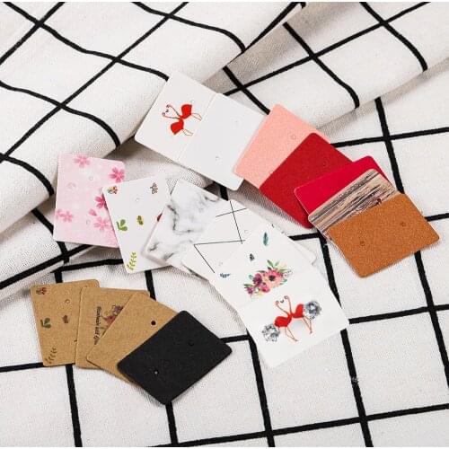 100Pcs/ lot Earring Display Card Ear Studs Hang Tag Jewelry Card Cardboard Earring Kraft Paper Tag Ear Ring Paper Hang Price Tag