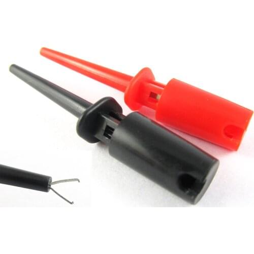 2pcs Round Test Hook Clip Grabbers Test Probe SMD IC SMT For Multimeter Red + Blue