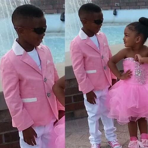 Hot Pink 2 Pieces Boys Formal Wear For Wedding Notched Lapel Little Boy Suit Kids Wedding Prom Suits Tuxedos (jacket+pants)
