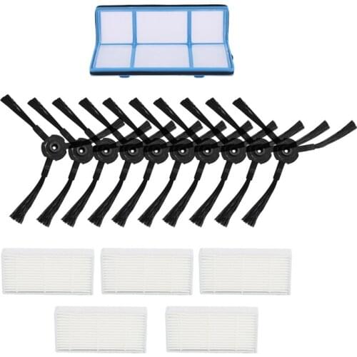 5 Filters+10 Side Brushes For Medion Md 16192 Md 18500 Md 18501 Md 18600 Spare Parts