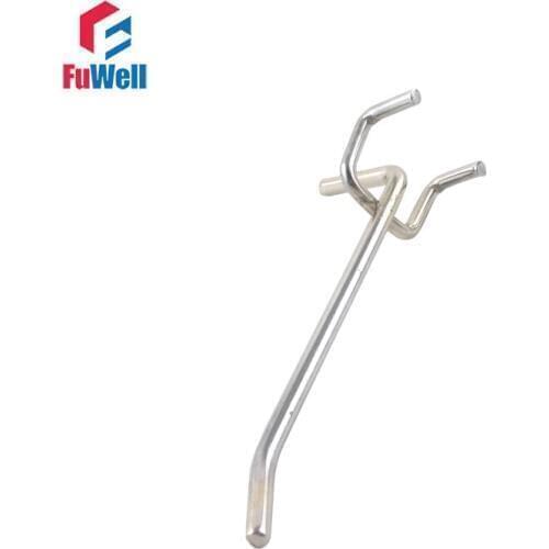 5pcs Pegboard Hooks 100/150/200/250mm Supermarket Display Hook 25mm Hole Pitch 5mm Wire Dia. Metal Chrome-plated Peg Board Hook