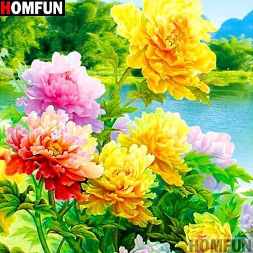 HOMFUN Full Square/Round Drill 5D DIY Diamond Painting "Yellow flower" 3D Embroidery Cross Stitch 5D Decor Gift A14388
