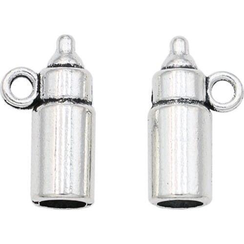 Antique Silver Plated Baby Bottle Cups Charms Pendants for Jewelry Making DIY Handmade Craft 15x7mm 20pcs
