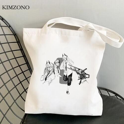 Chainsaw Man shopping bag handbag canvas recycle bag shopping eco cotton bag net shoping jute woven sac toile