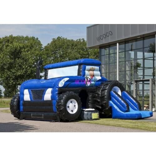 Free air ship to door! Customized Tractor Inflatable Bouncer Combo, 2019 new design Inflatable Bouncy House For Kids Play