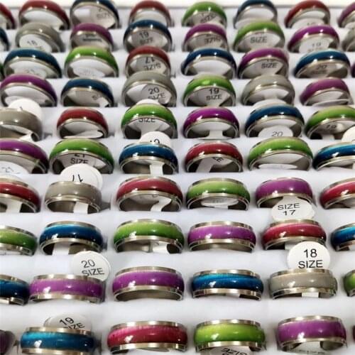 Bulk lots 10pcs Wholesale Mixed Mens Womens Colorful Cat Eye Stainless Steel Rings Width 7mm Band Sizes Assorted