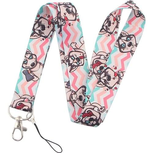 Cute Fashion Husky Dog Lanyards Keychain Gym Bus Pass ID Badge Holder Mobile Phone Neck Strap Hang Rope Lariat Lanyard Keyholder