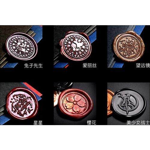 Stamp head of Alice Sailor Moon Star Telescope blossom Retro Wood Stamp Sealing Wax Seal Stamp Wedding Decorative sealing Stamp