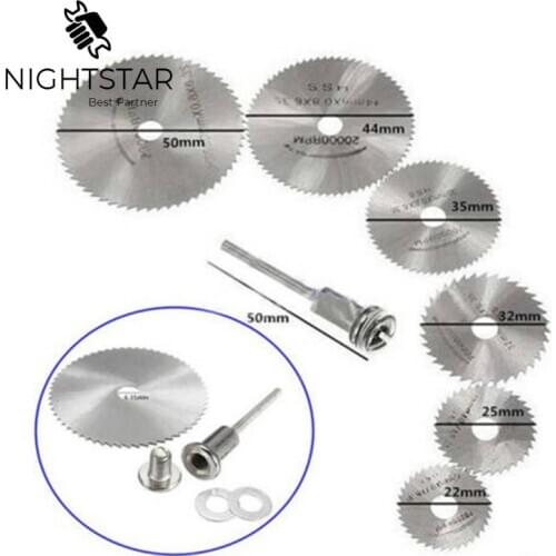 6Pcs HSS Circular Rotary Blade Wheel Discs Mandrel for Metal Rotary Tools + 1 Extension Mandrel Krachtige Saw Blades