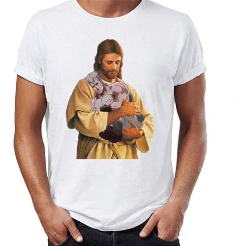 Mens T Shirt Jojos Bizarre Adventure Jojo Pol and Jesus Manga Anime Awesome Artwork Printed Tee
