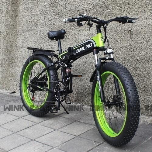 48V 1000W Electric Bike Folding ebike Electric Snow Bike 40km/h with 14AH Battery 4.0 Fat Tire Electric Bicycle Beach E-bike