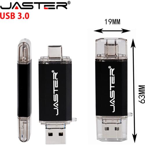 JASTER New 3 IN 1 OTG (Android&USB & Type_C) USB 3.0 flash drive Metal Custom Pen Drive 64GB 32GB OTG metal usb flash