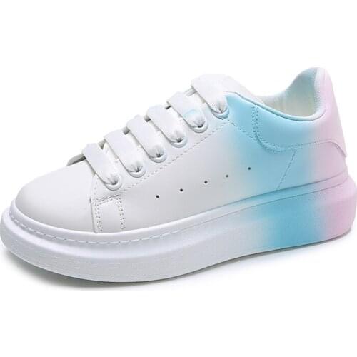 Canvas Women Shoes Gradien Lace-Up Sneakers For Female Size 35-40 Casual Fashion Zapatillas Mujer High Heels Shoe For Woman 2021