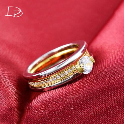 Elegant Rings Sets For Women Engagement Ring Accessory Simple Design Double Stackable Fashion Jewelry Anel Crystal Bijoux Femme