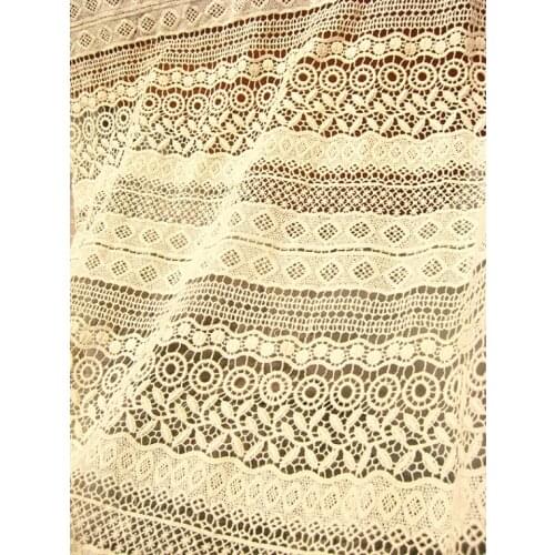Cream cotton Lace Fabric ivory lace fabric crocheted lace fabric antique lace fabric 5yards