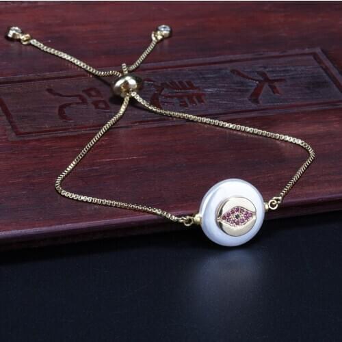 Multiple cz tiny gold cz crystal paved charm pearl bead connector thin link bracelet for woman