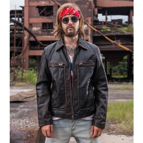 Free shipping.Vintage Brown coat men cowhide Jackets,mens genuine Leather slim jacket.casual homme Fitness plus size