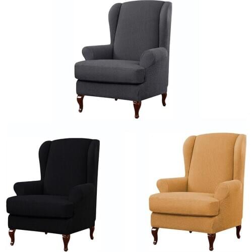 Sloping Arm King Back Chair Cover Elastic Armchair Wingback Wing Sofa Back Chair Cover Stretch Protector SlipCover Protector