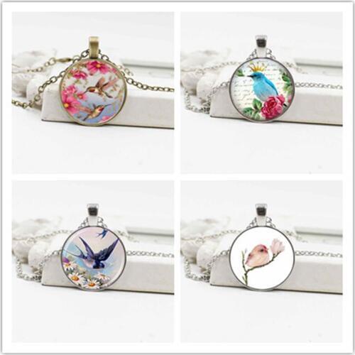 New accessories hummingbird, swallow, sparrow crystal glass pendant necklace