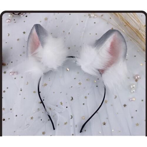 New Hand Made Work Dwarf Winter White Russian Hamster Ears Hairhoop Mouse Style Headband For Lolita Cosplay Costume Accessories