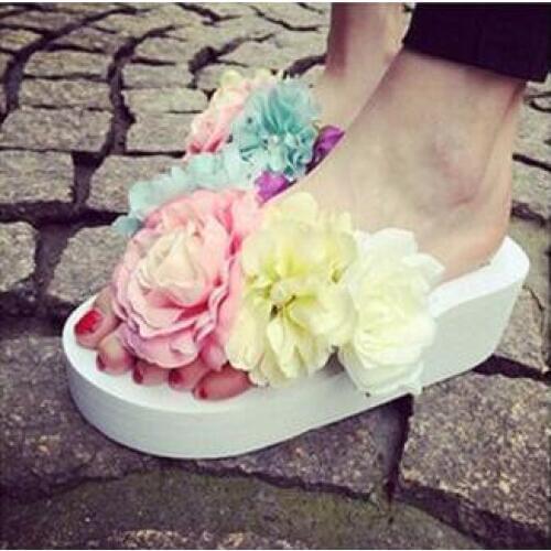 Wholesale New arrival fashion banquet super summer princess bohemian muffin thong flip wedge slippers Free shipping