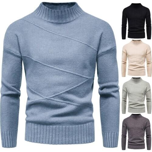 Ym061 Autumn Clothing Cross-Border Mens Half-Collar Slim-Fit Long-Sleeved Sweater Bottoming Shirt Mens Sweater