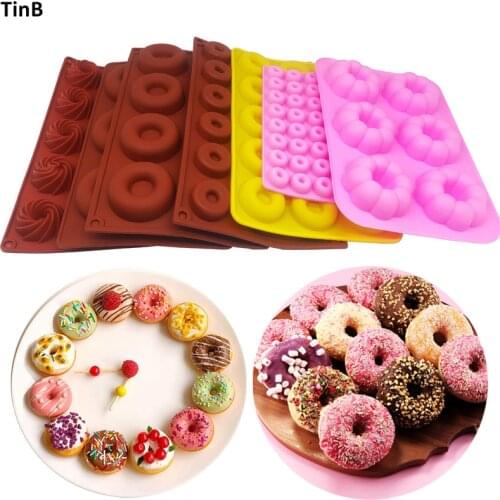 Donuts Silicone Baking Pan For Pastry Mold DIY Dessert Chocolate Cake Donut Shape 3D Silicone Cake Chocolate Mould Bakery Tools