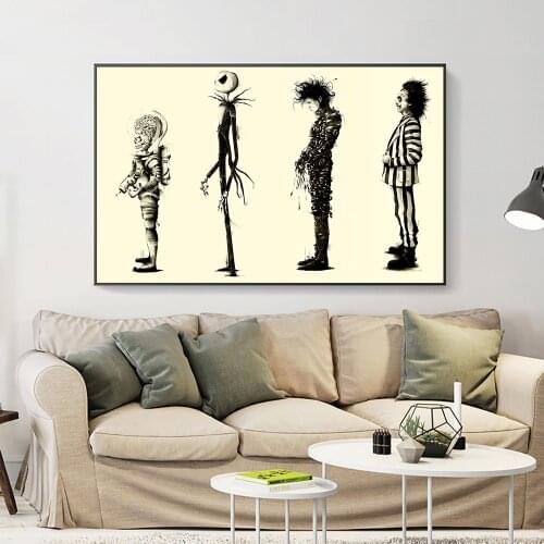 Edward-Scissorhands Movie Poster Canvas Painting Home Decor Tim-Burton Movie Pictures Canvas Print Wall Art Decor hogar moderno