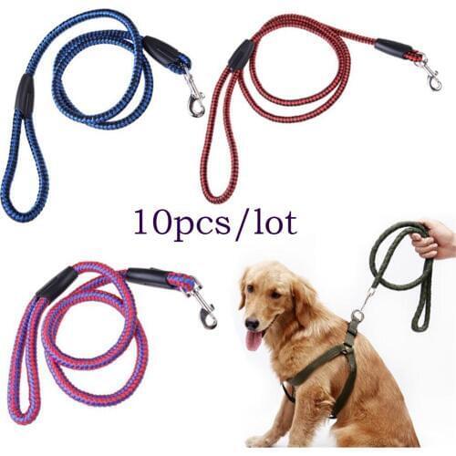 10pcs 120cm Strong Pet Dog Braided Nylon Rope Leash Comfortable Dogs Leash Lead for Big and Meddium Dogs