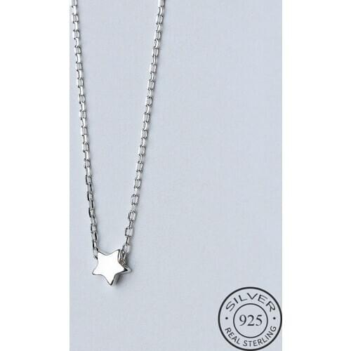 Real 925 Sterling Silver Classic Cute Star Choker Necklace Minimalist Fine Jewelry For Women Birthday Party Accessories