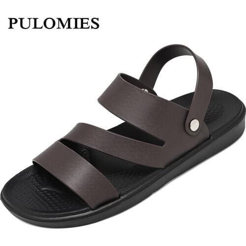 Summer Men Slippers Quick Dry Casual Garden Shoes Beach Classic Sandals PU Leather Antiskid Home Slippers Flip Flops For Men