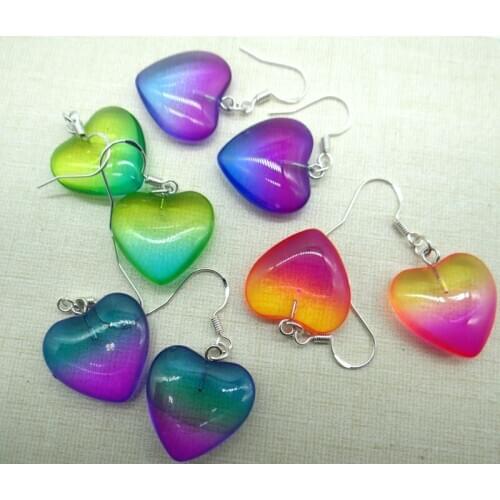 Natural stone Quartz crystal tiger eye Turquoises Heart-shaped charms Earring for diy Jewelry making Earring Pendant Accessories