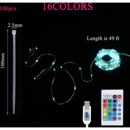 LED Rope String Lights With Remote And 100 Pieces Nylon Cable Ties LED Strip Lig