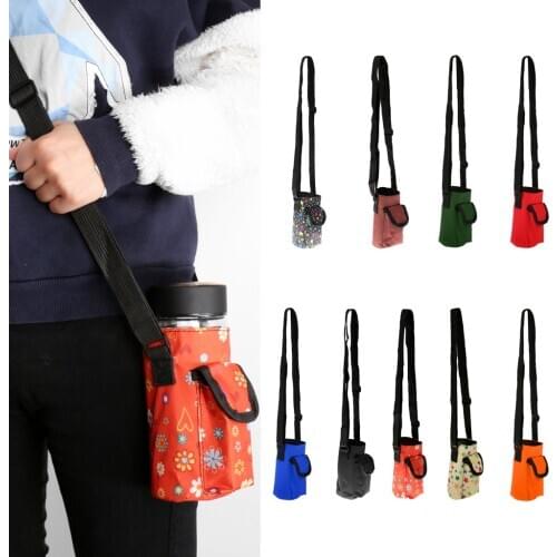 Outdoor Water Bottle Carrier Insulated Cover Bag Shoulder Strap Pouch