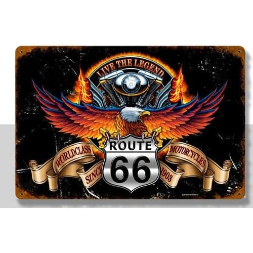 VINTAGE SIGN Made USA Route 66 Eagle 8 x 12