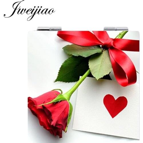 Youhaken Love Rose Flowers Star Plant Makeup Mirror Mini Folding Square 1X/2X Magnifying PU Leather Pocket Mirror Beauty Health