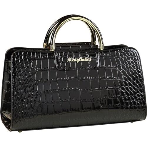 New Designer Handbag High Quality Split Leather Womens Shoulder Clutch Boston Messenger Bag Crocodile Pattern Leather Handbags
