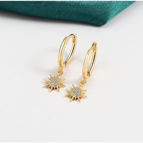 VENTFILLE 925 Sterling Silver Korean Version of the Eight-Pointed Star Pendant Zircon Earrings for Women Party Weddings Jewelry