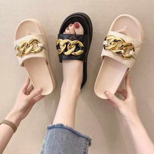 Shoes Woman 2021 Slippers For Swimming Pool Platform Rivet Luxury Slides Med Pantofle Beach Designer Flat Soft Summer New PU Met