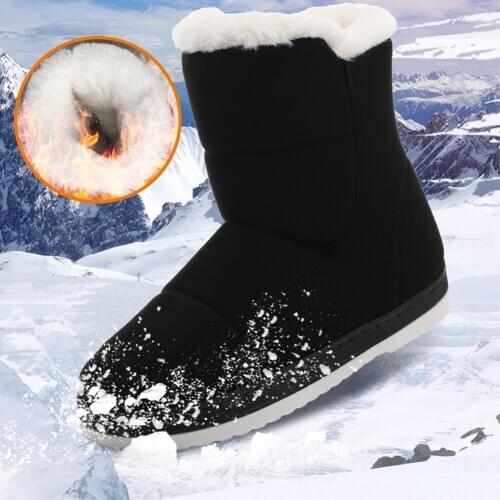 Women Soft Soled Snow Boots Concise Style Slip-On Warm Ankle Boots for Women Comfort Winter Flock Shoes for Girls Fur Shoes