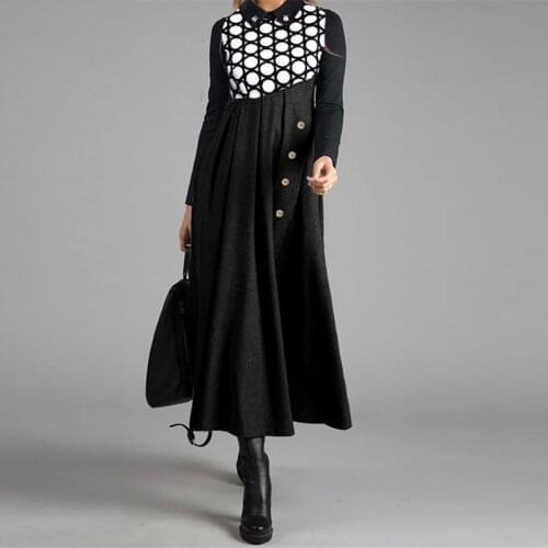 Elegant Women Vintage Long Dress V-Neck A-Line Dress Spring Autumn Long Sleeves Slim Party Dresses Ladies Casual Loose Vestidos