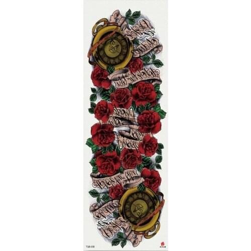 1 Piece Rose scroll vintage Pattern Temporary Tattoo Sticker with Arm Body Art Big Sleeve Large Fake Tattoo Sticker
