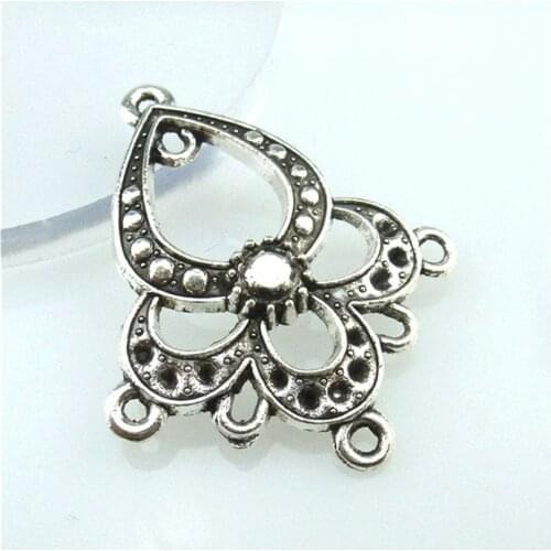 10pcs Antique Silver Metal Filigree Flowers Slice Charms Base Setting Jewelry DIY Components Findings 13602